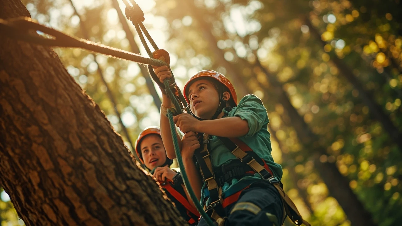 Ropes courses explained: types, safety systems, and who they suit editorial illustration