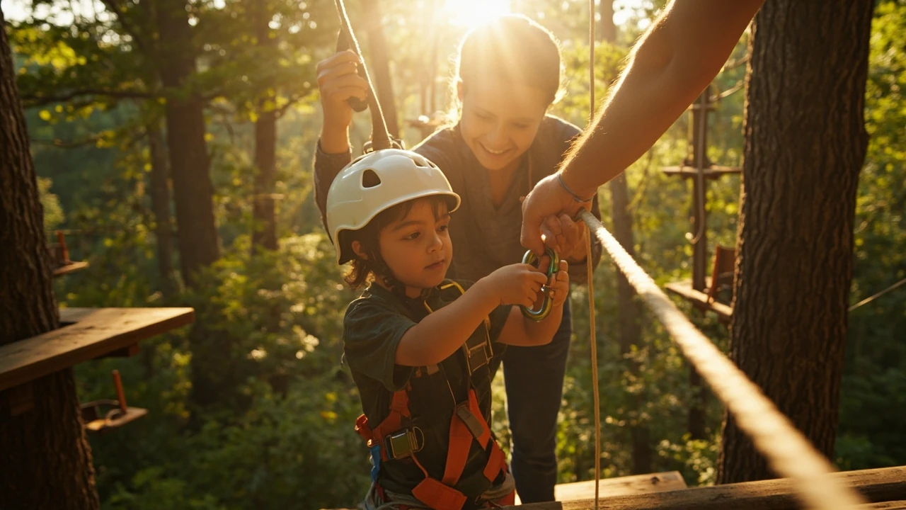 Kids activities at high ropes parks: a practical parent’s guide editorial illustration
