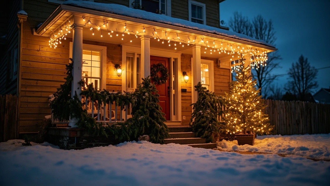 Outdoor Christmas decorations that survive weather and storage editorial illustration