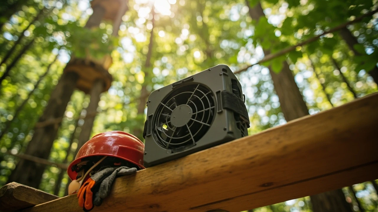 Outdoor fan guide: how to stay cool at adventure parks and on the trail editorial illustration