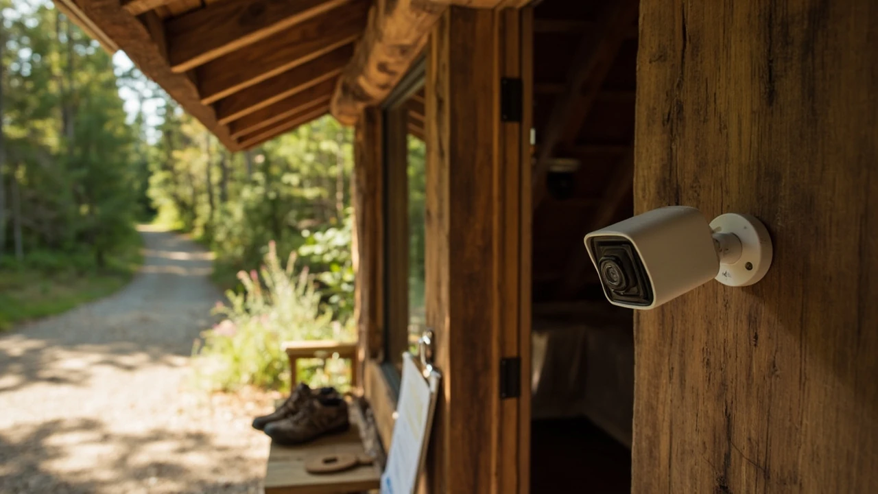 Ring outdoor camera placement and setup for adventure parks editorial illustration