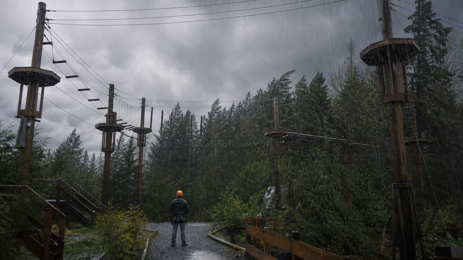Rope Park Weather: Rain, Wind and Closure Questions to Ask editorial illustration