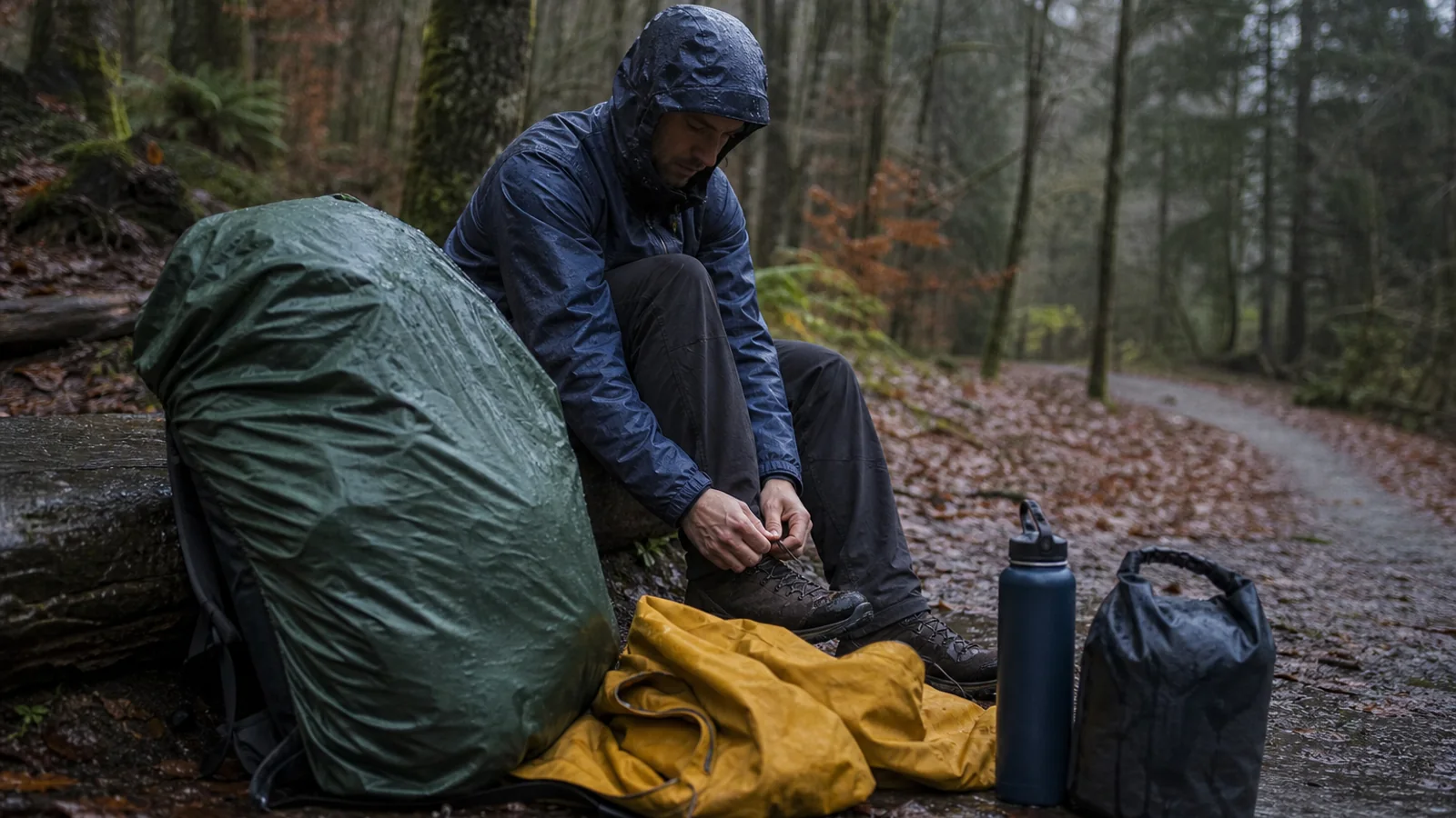 What to Pack for a Wet-Weather Trail Day editorial illustration