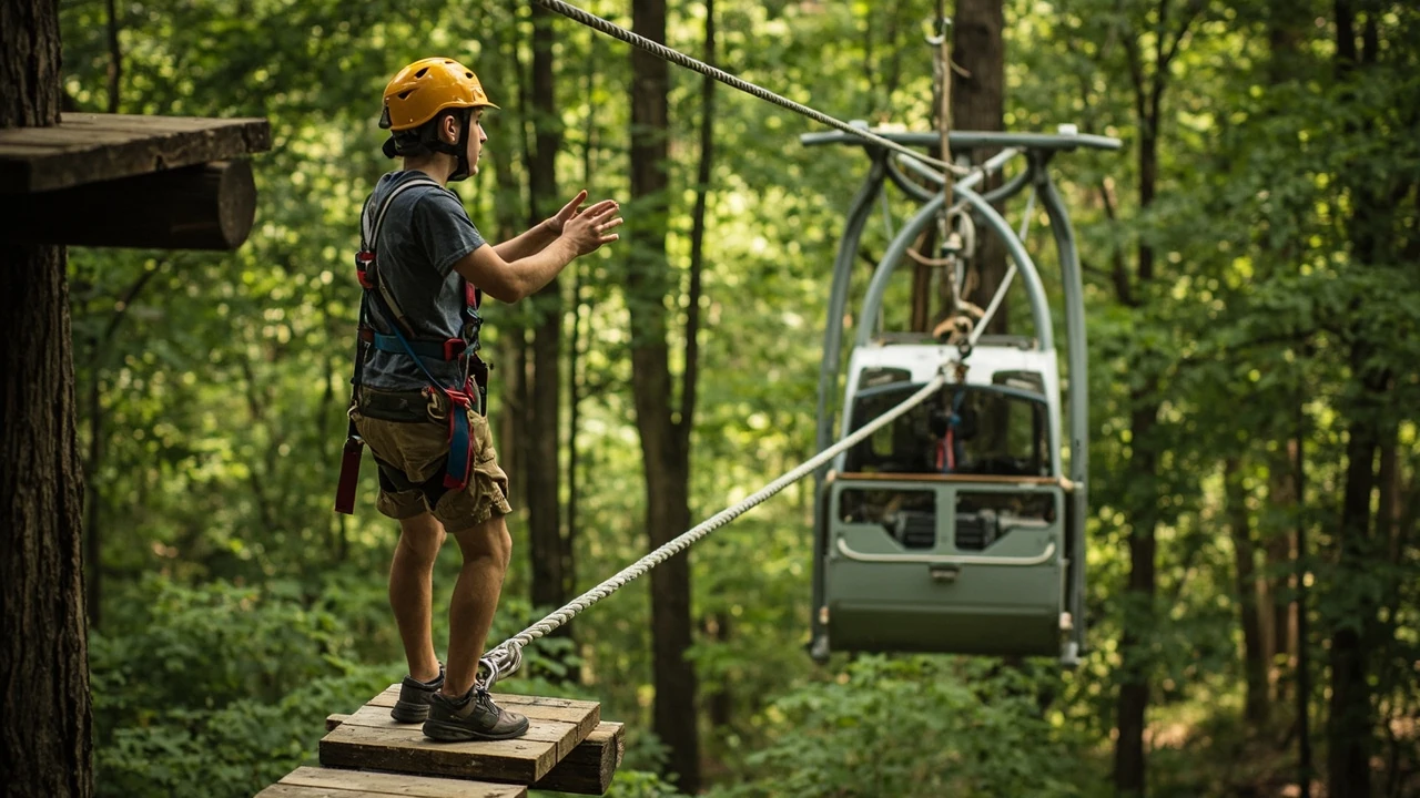 Zipline braking systems explained for beginners: how they actually work editorial illustration
