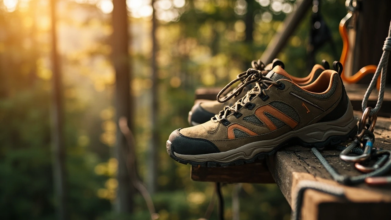 What shoes are best for aerial adventure parks editorial illustration