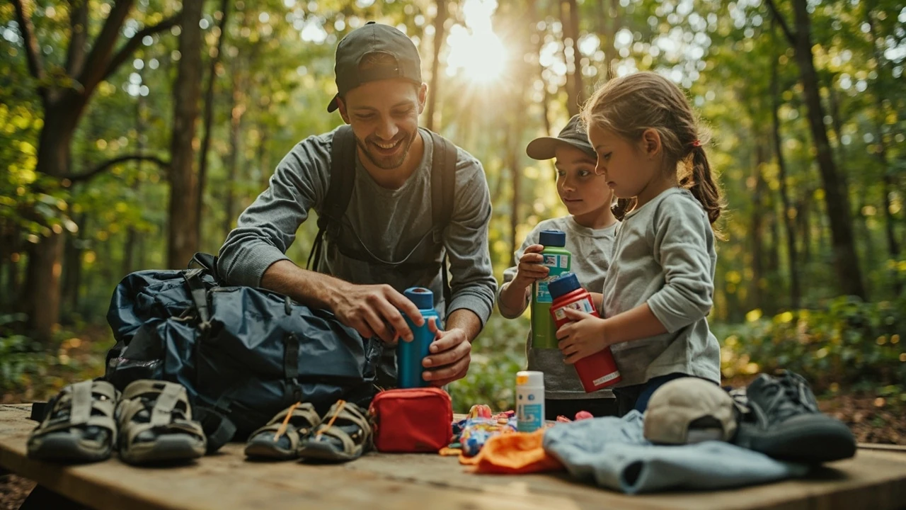 What to pack for a family ropes course day editorial illustration
